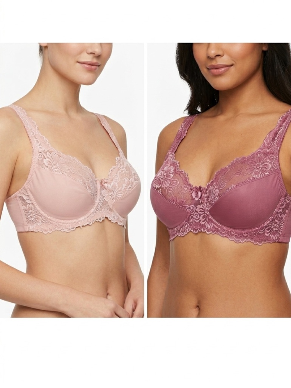 Prima Valentina 2 Bra Bundle - Lace Underwire Bra Set — Blush & Mauve size 38D